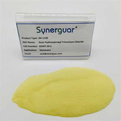 La gomme de guar cationique de base avec des performances de coût élevées a une viscosité élevée et un faible degré de substitution et pour les soins à domicile