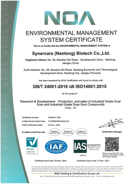 LA CHINE Synercare (Nantong) Biotech Co. Ltd certifications